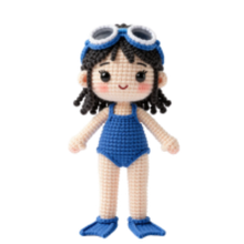 Crochet style swimmer wearing short training fins