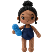 Crochet style swimmer holding a pull buoy