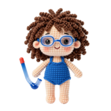Crochet style swimmer wearing a centre mount training snorkel