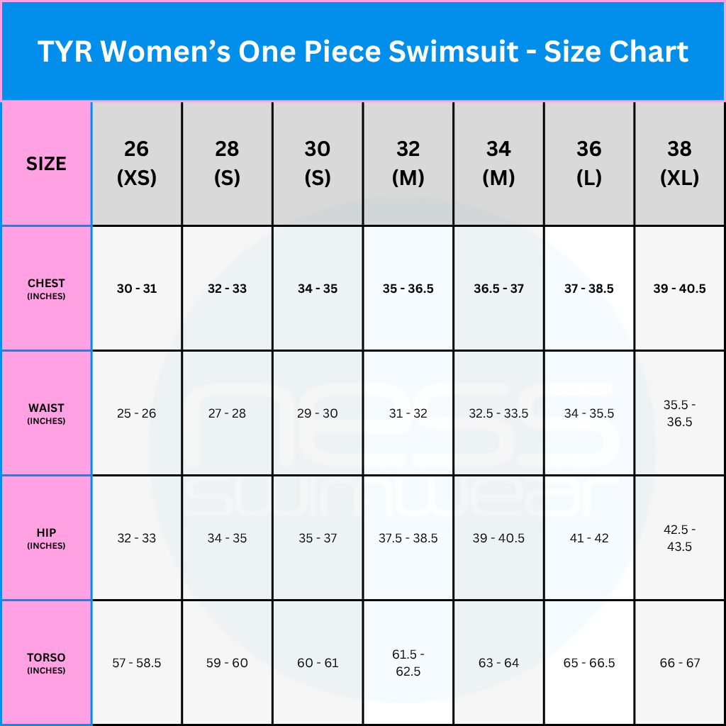 tyr womens swimwear size chart