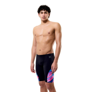 Speedo Men's Printed Splice Jammer - Brushy Glitch/Black-1
