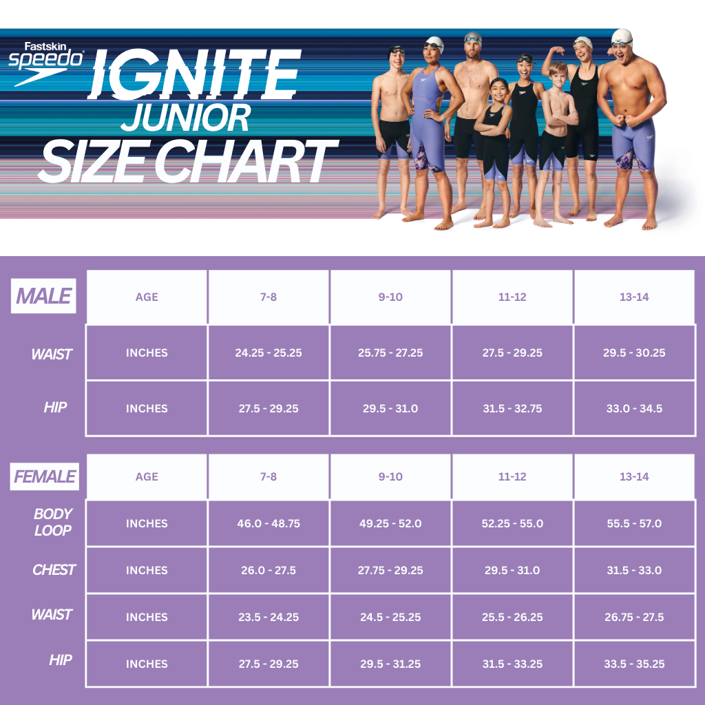Speedo Fastskin LZR Ignite Size Chart Ness Swimwear